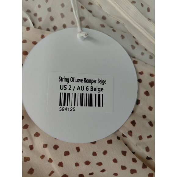 Princess Polly String Of Love Romper Beige Size 2 US - Picture 3 of 8